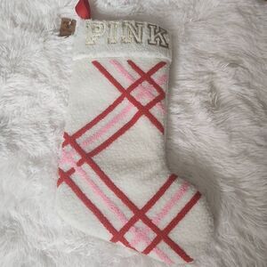 VIctoria Secret Pink Christmas candy cane stocking